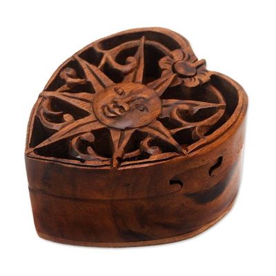 Alternate image for Hand Made Wood Puzzle Box with Sun Motif Sun of Love