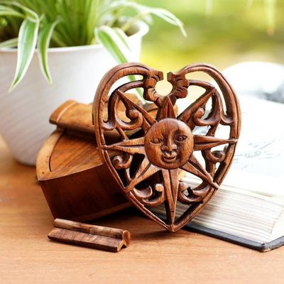 Alternate image for Hand Made Wood Puzzle Box with Sun Motif Sun of Love