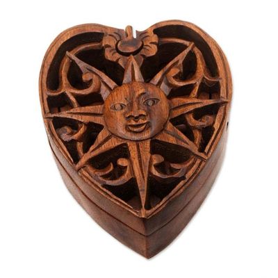 Alternate image for Hand Made Wood Puzzle Box with Sun Motif Sun of Love
