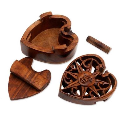 Alternate image for Hand Made Wood Puzzle Box with Sun Motif Sun of Love