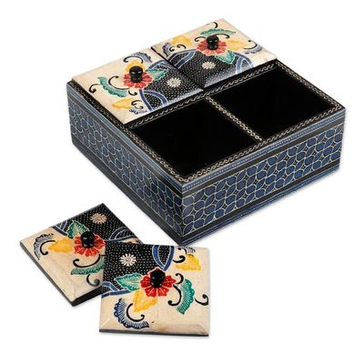 Alternate image for Floral Batik Wood Decorative Box from Indonesia Javanese Secret