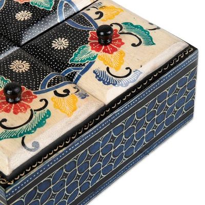 Alternate image for Floral Batik Wood Decorative Box from Indonesia Javanese Secret