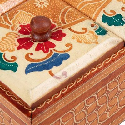 Alternate image for Floral Batik Wood Decorative Box from Indonesia Javanese Memory