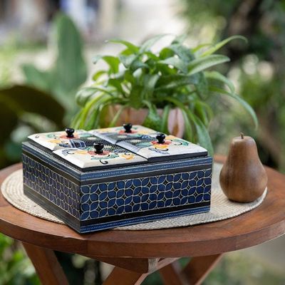 Alternate image for Floral Batik Wood Decorative Box from Indonesia Javanese Secret