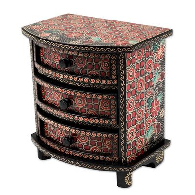 Alternate image for Kawung Motif Handcrafted Wood Batik Jewelry Box Kawung Secrets