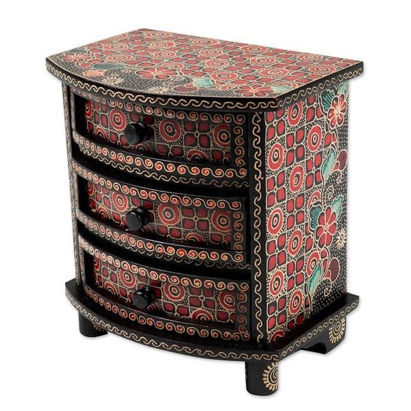 Alternate image for Kawung Motif Handcrafted Wood Batik Jewelry Box Kawung Secrets