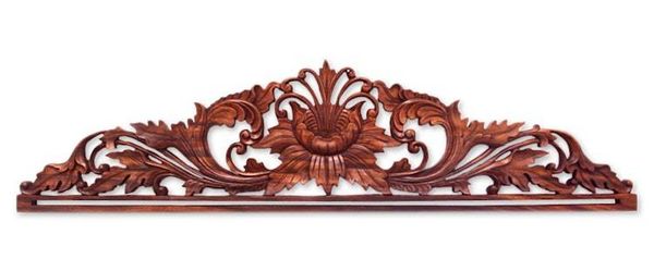 Alternate image for Handcrafted Floral Wood Relief Panel Island Peony