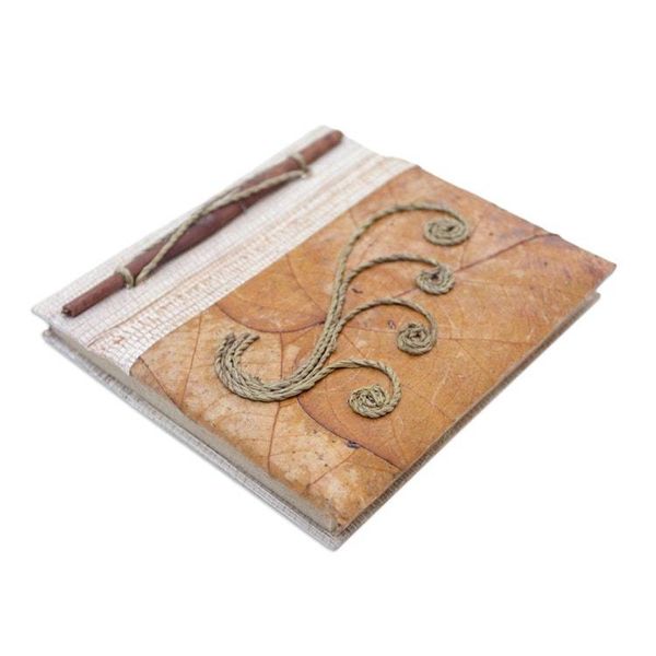 Alternate image for Eco-Friendly Leaf-Themed Journal Handmade from Natural Fiber Autumn Memories
