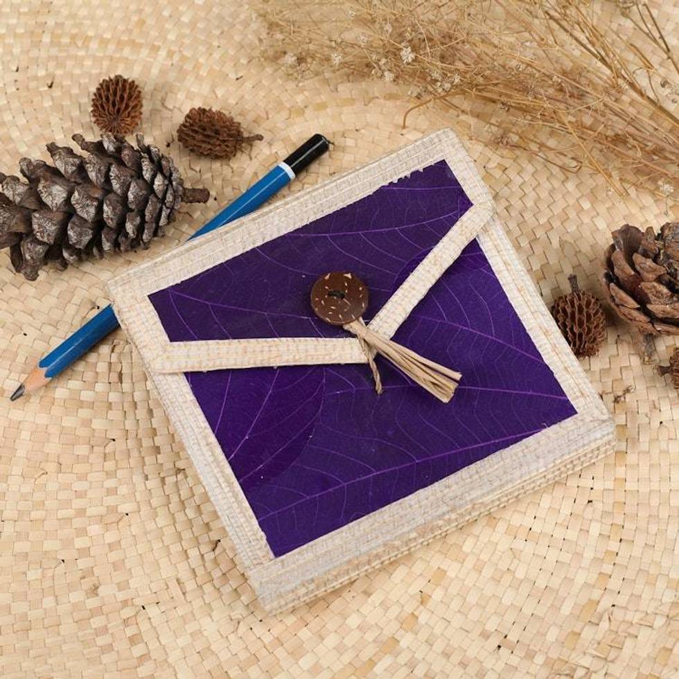 Eco-Friendly 35-Page Natural Fiber Notebook in Purple 'My Purple Journey'