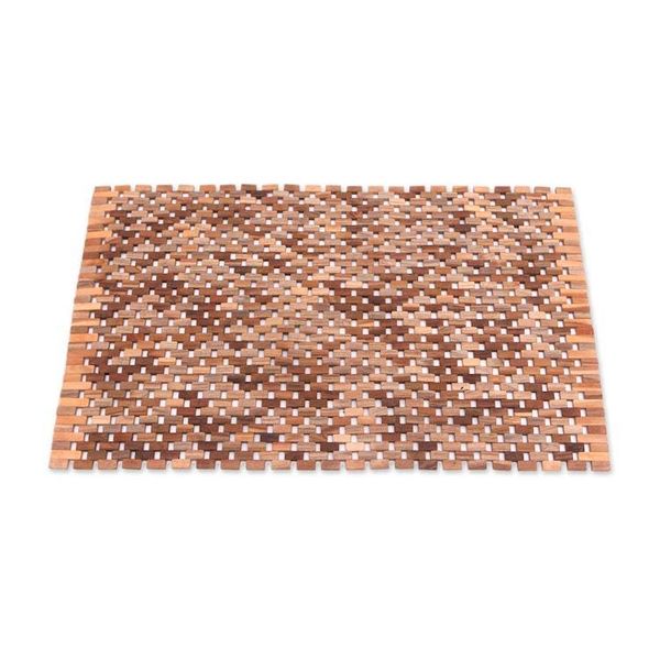 Alternate image for Handcrafted Teak Wood Mat from Bali 33 in. Surabaya Sidewalk