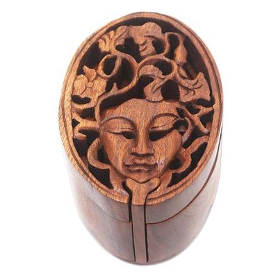 Alternate image for Handcrafted Suar Wood Puzzle Box Bawang Lady