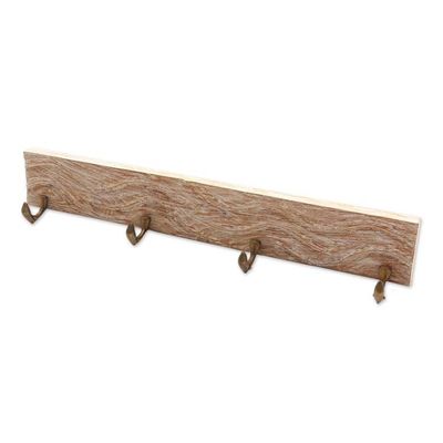 Alternate image for Whitewashed Wood Coat or Key Rack with Dolphin Hooks Dolphin Beach