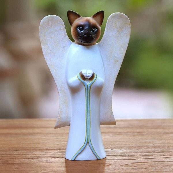 Alternate image for Wood statuette Angelic Siamese Cat