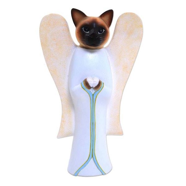 Alternate image for Wood statuette Angelic Siamese Cat