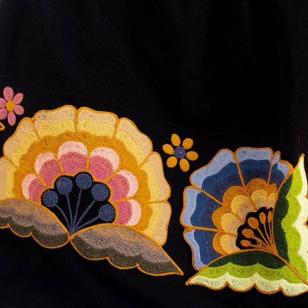 Alternate image for Handmade Black Floral Embroidered Mini Skirt from Peru Qashwa
