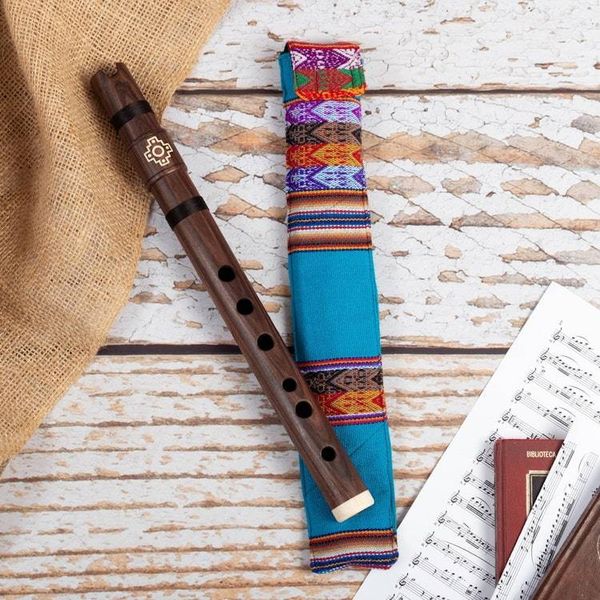 Alternate image for Wood Quena Flute Wind Instrument with Green Andean Case Andean Strength