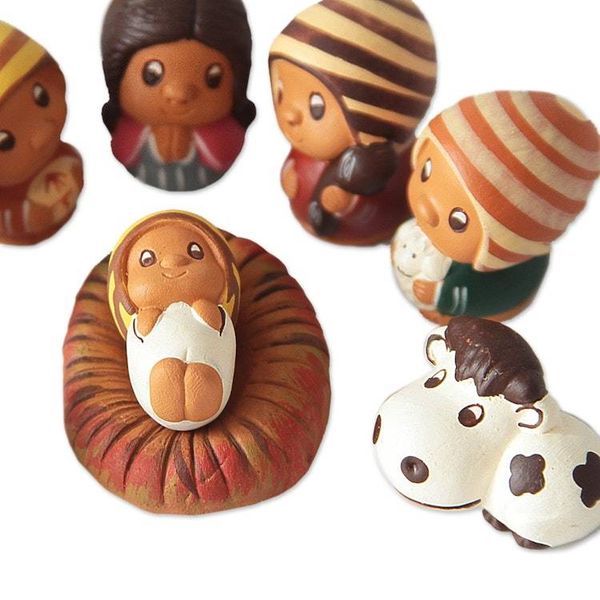 Alternate image for Folk Art Ceramic Figurines 9 Piece Nativity Set from Peru Little Nativity