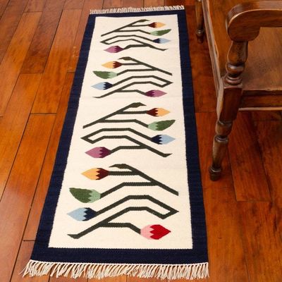 Primary image for Handcrafted Floral Wool Area Rug 2x5.5 Spring Buds
