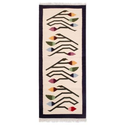 Alternate image for Handcrafted Floral Wool Area Rug 2x5.5 Spring Buds