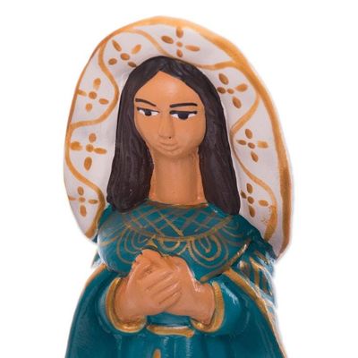 Alternate image for Handcrafted Ceramic Nativity Scene in Blue Set of 8 Arrival of Jesus