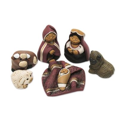 Alternate image for 7-Piece Folk Art Cuzco-Themed Nativity Scene Made in Peru Born in Cuzco