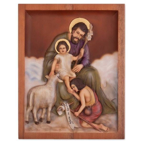 Alternate image for Peruvian Handmade Cedarwood Joseph and Jesus Relief Panel Sweet Reverence