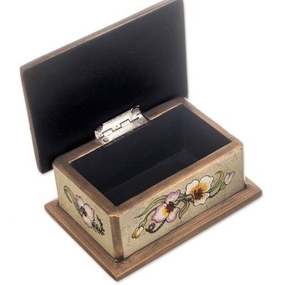 Alternate image for 2 Floral-Themed Reverse Painted Glass Decorative Boxes Petite Garden