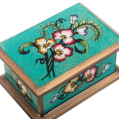 Alternate image for 2 Floral-Themed Reverse Painted Glass Decorative Boxes Petite Garden