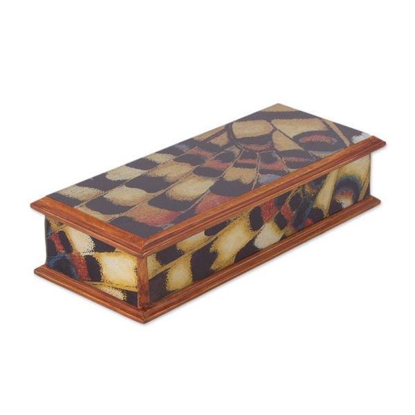 Alternate image for Reverse-Painted Glass Decorative Box from Peru Butterfly Dream