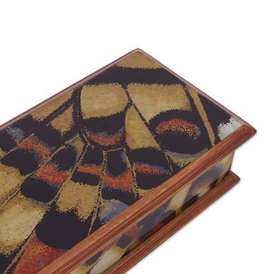 Alternate image for Reverse-Painted Glass Decorative Box from Peru Butterfly Dream