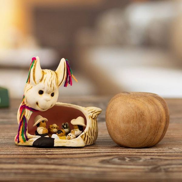 Alternate image for Hand-Painted Llama-Themed Ceramic Nativity Scene from Peru Llama Love