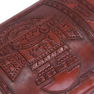 Alternate image for Handcrafted Wood and Leather Decorative Box with Bronze Tumi Ceremony