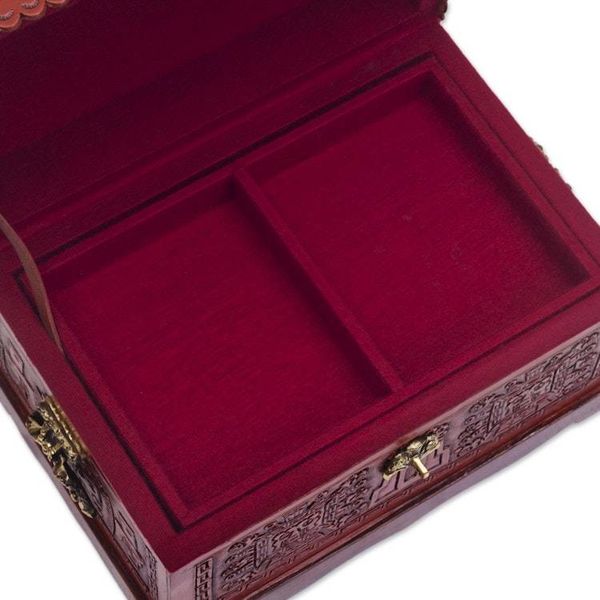 Alternate image for Handcrafted Wood and Leather Decorative Box with Bronze Tumi Ceremony