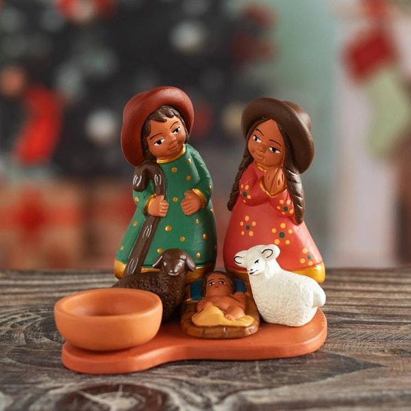 Alternate image for Hand-Painted Ceramic Andean Nativity Scene from Peru Resplendent Nativity