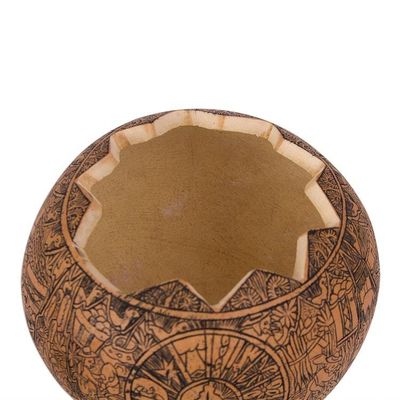 Alternate image for Hand Carved Andean Trilogy Sun and Moon Gourd Decorative Box Andean Trilogy
