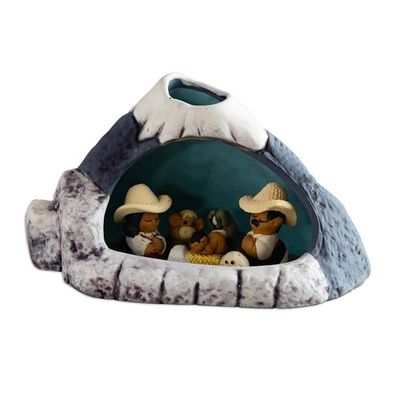 Alternate image for Handpainted Traditional Nativity Scene from Peru Within Misti