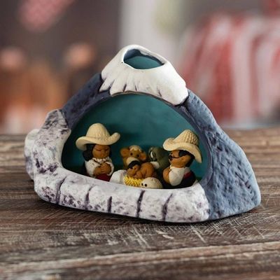 Alternate image for Handpainted Traditional Nativity Scene from Peru Within Misti