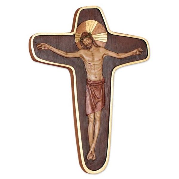 Alternate image for Cedar Wood Cross Relief Panel Wall Art Byzantine Crucifix