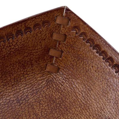 Alternate image for Peru Handcrafted Tooled Leather Andean Fleur-de-Lis Catchall Andean Fleur-de-Lis
