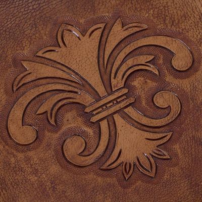 Alternate image for Peru Handcrafted Tooled Leather Andean Fleur-de-Lis Catchall Andean Fleur-de-Lis