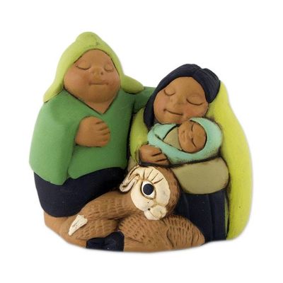 Alternate image for Petite Andean Christmas Nativity Scene in Ceramic Holy Family in Peru