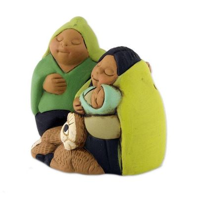 Alternate image for Petite Andean Christmas Nativity Scene in Ceramic Holy Family in Peru