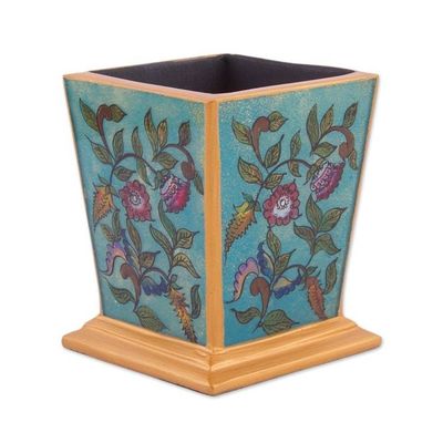 Alternate image for Handcrafted Reverse-Painted Glass Pencil Holder from Peru Flowering Companion