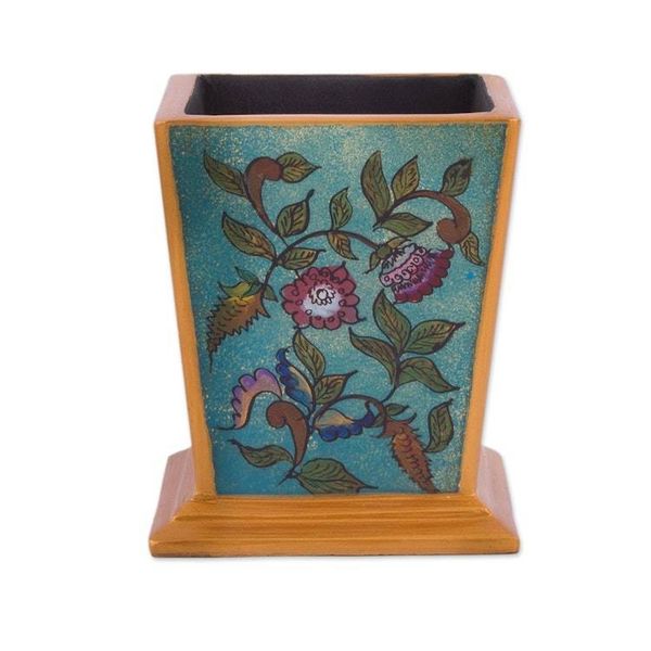 Alternate image for Handcrafted Reverse-Painted Glass Pencil Holder from Peru Flowering Companion