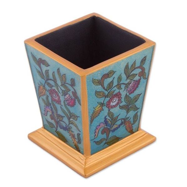 Alternate image for Handcrafted Reverse-Painted Glass Pencil Holder from Peru Flowering Companion