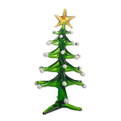 Alternate image for Handcrafted Glass Christmas Tree Statuette Star on Top