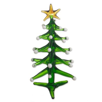 Alternate image for Handcrafted Glass Christmas Tree Statuette Star on Top