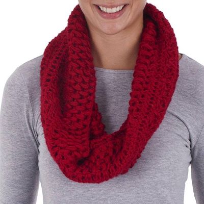 Primary image for Alpaca Neck Warmer Knitted and Croched by Hand Jungle Rose