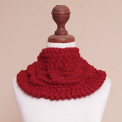 Alternate image for Alpaca Neck Warmer Knitted and Croched by Hand Jungle Rose