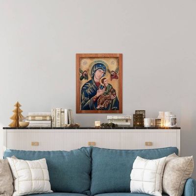 Alternate image for Religious Cedar Wood Relief Wall Panel Our Lady of Perpetual Help